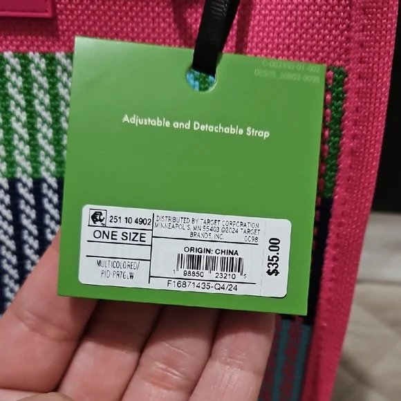 Kate Spade Pink Plaid Tote Bag X TARGET COLLAB - Picture 2 of 7